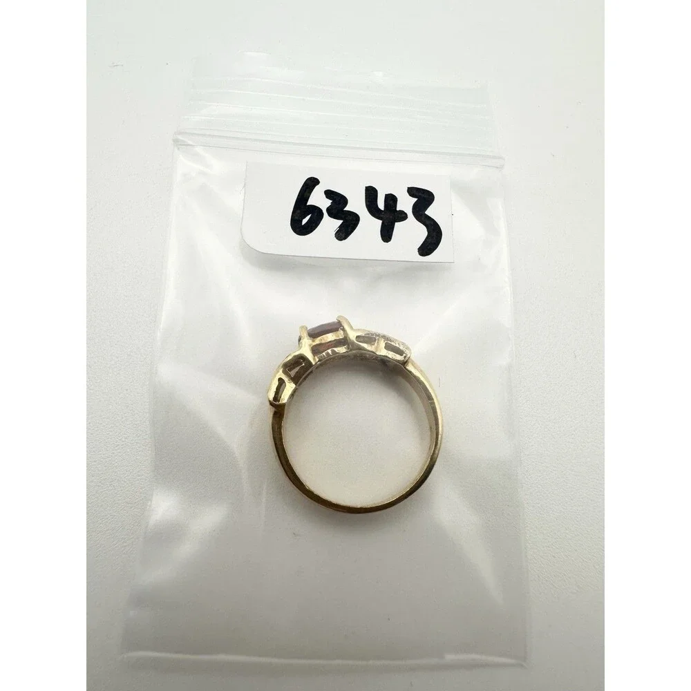 925 Sterling Silver Gold Vermeil Garnet Ring Size 4.5